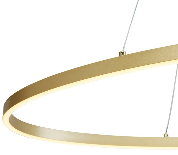 Designerska lampa wisząca mosiężna 120 cm z LED z 3-stopniowym ściemnianiem - Ovallo