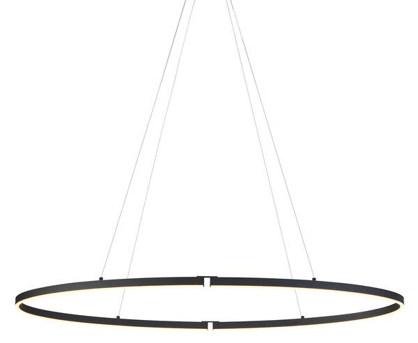 Designerska lampa wisząca czarna owalna 120 cm z LED z 3-stopniową regulacją ściemniania - Ovallo