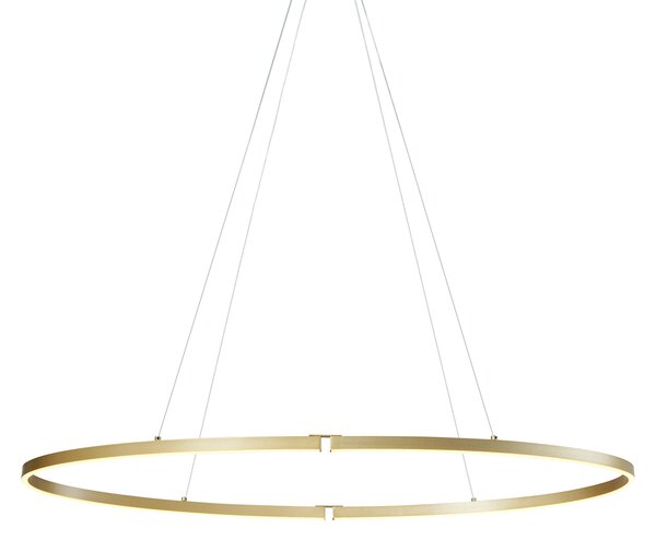 Designerska lampa wisząca mosiężna 120 cm z LED z 3-stopniowym ściemnianiem - Ovallo