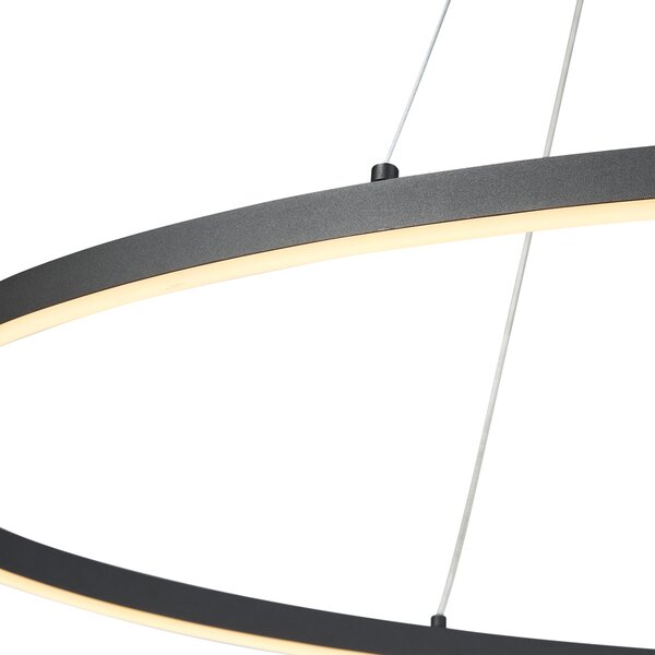 Designerska lampa wisząca czarna owalna 120 cm z LED z 3-stopniową regulacją ściemniania - Ovallo