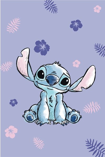 Fioletowy koc dziecięcy z mikfroflaneli 100x150 cm Lilo and Stitch – Jerry Fabrics