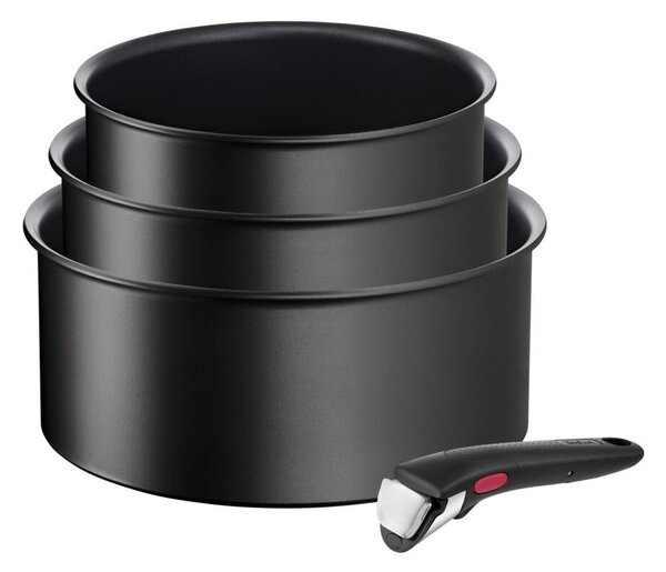 Garnki zestaw z nieprzywierającą powierzchnią/z odpinaną rączką 3 szt. aluminiowe odpowiednie na indukcję INGENO Eco Resist L3979202 – Tefal