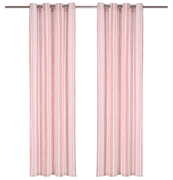 Zasłony, metalowe kółka, 2 szt., bawełna, 140x225 cm, różowe