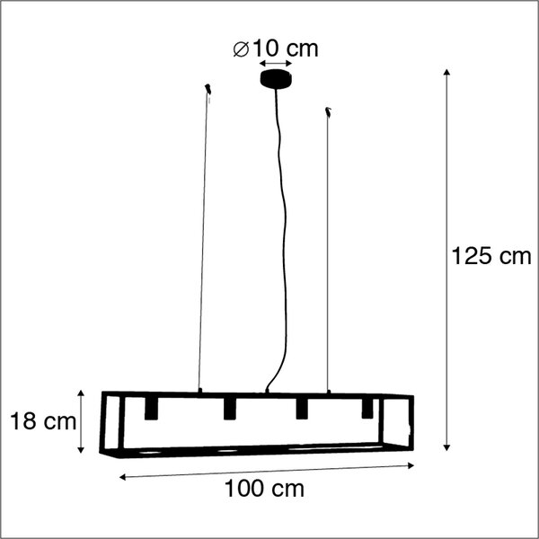 Inteligentna lampa wisząca industrialna czarna z 4 żarówkami Wi-Fi A60 - Cage