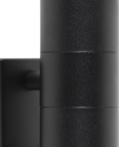 Lampa ścienna zewnętrzna czarna 2-światłowa z czujnikiem ruchu IP44 - Duo