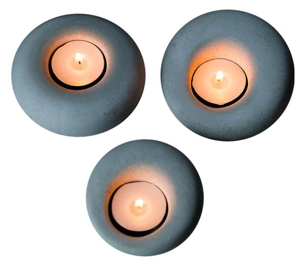 Betonowe świeczniki zestaw 3 szt. Donut – Mioli Decor