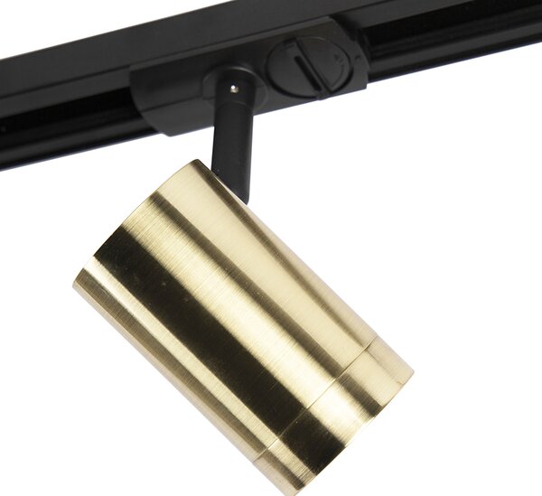 Nowoczesny system oświetlenia szynowego z 3 reflektorami, złoty, 1-fazowy - Iconic Jeana