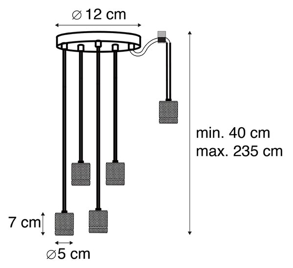 Designerska lampa wisząca czarna 5-światłowa - Cavalux