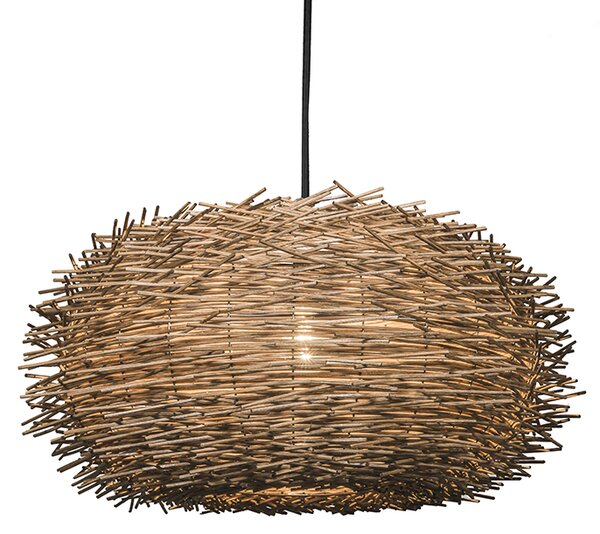 Rustykalna lampa wisząca brązowy rattan - Hatch 45