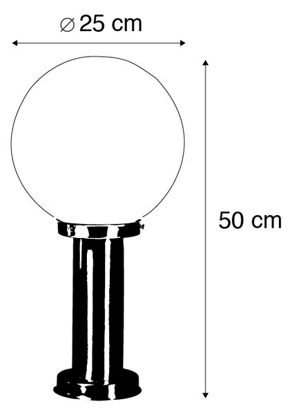Lampa zewnętrzna stal nierdzewna 50 cm - Sfera z kołkiem gruntowym i wpustem kablowej