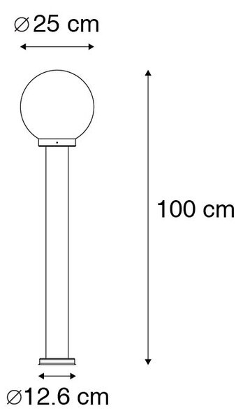 Nowoczesna lampa zewnętrzna na słupek stal nierdzewna 100 cm z plastikową kulą IP44 - Sfera