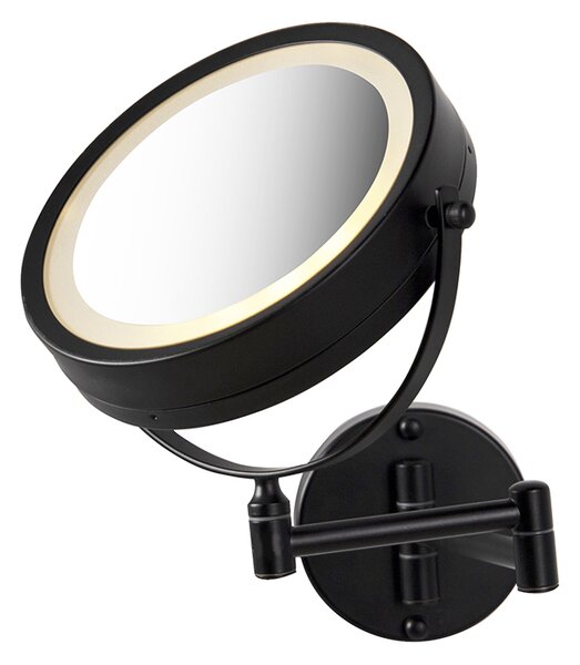 Designerskie lustro łazienkowe czarne z wbudowanym LED, regulowane, IP44 - Vicino