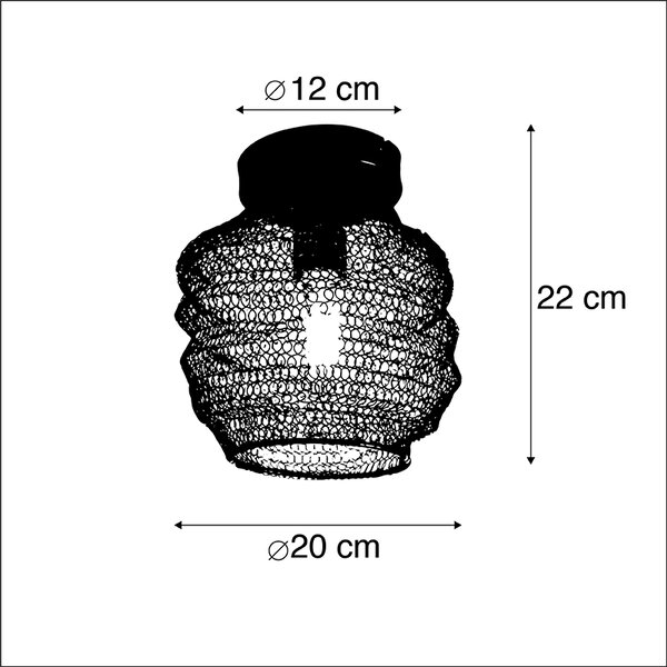 Orientalna lampa sufitowa czarna - Nidum Bene