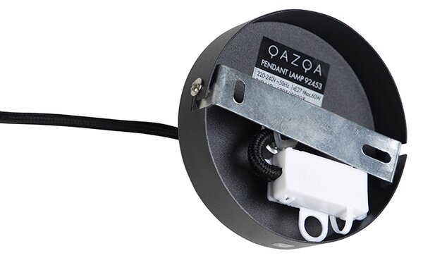 Lampa wisząca z abażurem z niebieskiego weluru ze złotem 40 cm - Combi