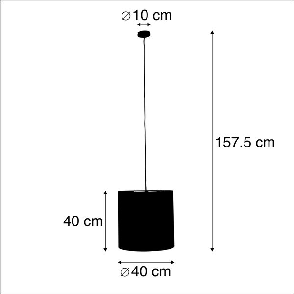 Lampa wisząca z abażurem z aksamitu w kolorze pawia ze złotem 40 cm - Combi