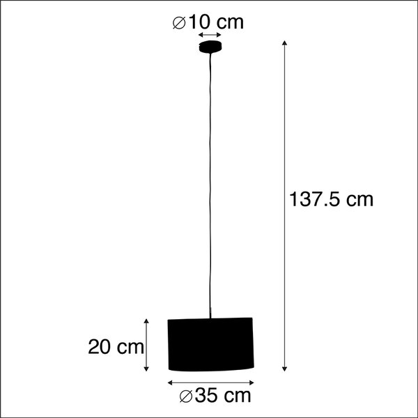Lampa wisząca z niebieskim abażurem z weluru ze złotem 35 cm - Combi