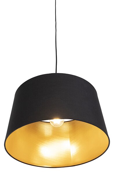 Lampa wisząca z abażurem z bawełny w kolorze czarnym i złotym 40 cm - Combi