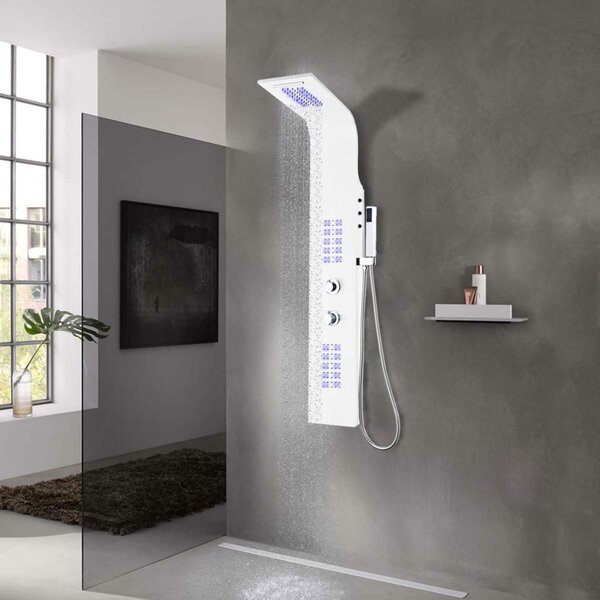 Panel prysznicowy, aluminiowy, biały, 20x44x130 cm