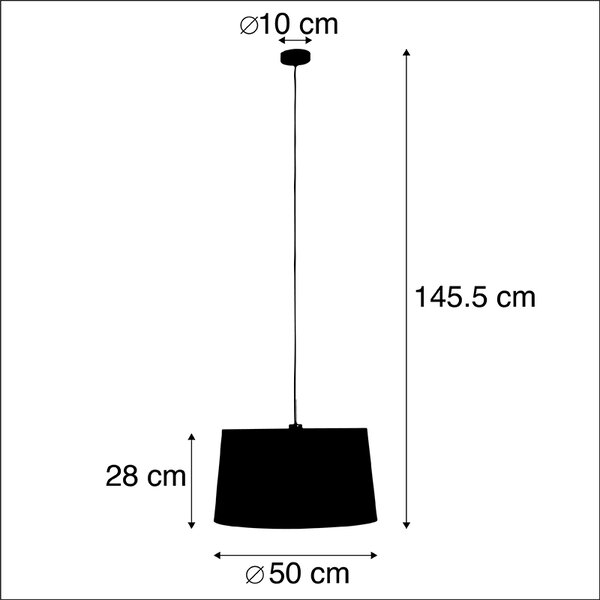 Lampa wisząca z abażurem z bawełny w kolorze czarnym i złotym 50 cm - Combi
