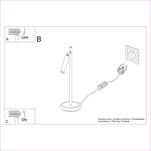 Czarna lampa stołowa (wysokość 43 cm) Fideus – Sollux