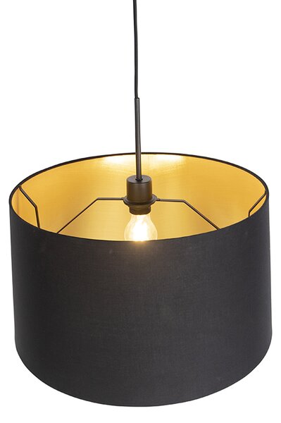 Lampa wisząca z abażurem z bawełny w kolorze czarnym i złotym 50 cm - Combi