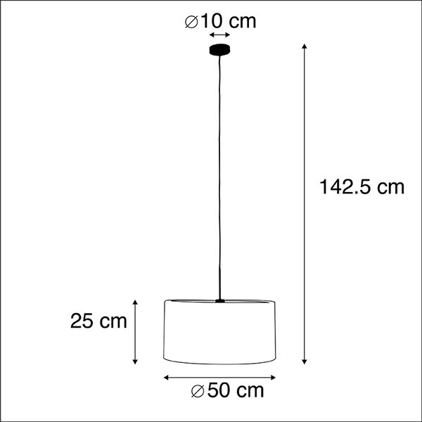 Czarna lampa wisząca z żółtym aksamitnym kloszem ze złotem 50 cm - Combi
