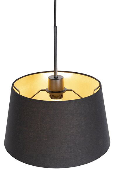 Lampa wisząca z abażurem z bawełny w kolorze czarnym i złotym 32 cm - Combi