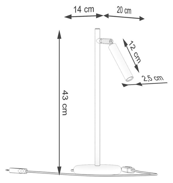 Czarna lampa stołowa (wysokość 43 cm) Fideus – Sollux
