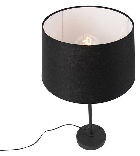 Lampa stołowa czarna z abażurem lnianym czarnym 35 cm regulowana - Parte
