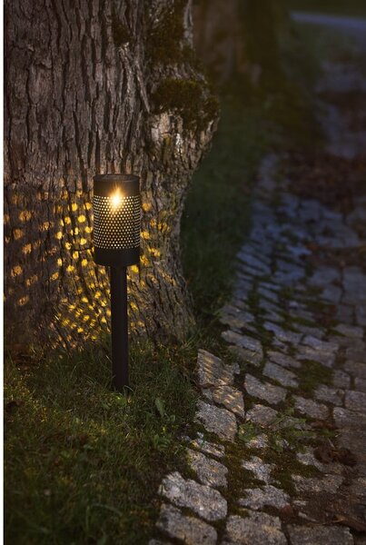 Czarne oświetlenie solarne LED ze stali nierdzewnej Star Trading Blace, wys. 46 cm