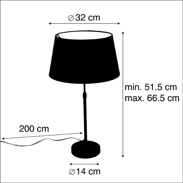 Lampa stołowa czarna z abażurem czarnym ze złotem 35 cm - Parte