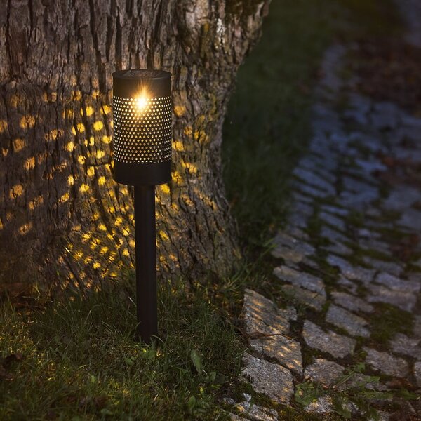 Czarne oświetlenie solarne LED ze stali nierdzewnej Star Trading Blace, wys. 46 cm