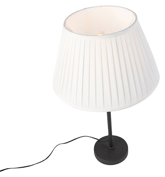 Lampa stołowa czarna z plisowanym abażurem kremowym 35 cm regulowana - Parte