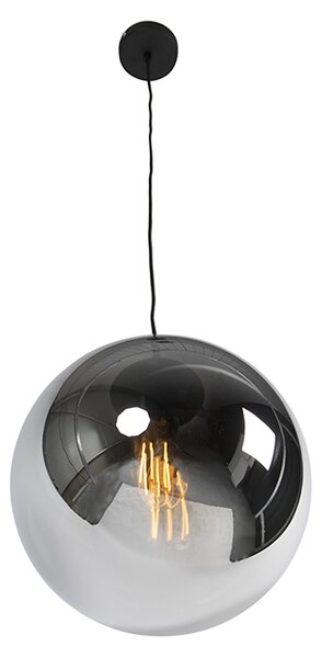 Lampa wisząca w stylu art deco czarna z przydymionym szkłem 30 cm - Pallon