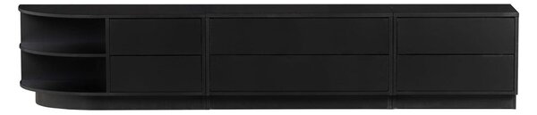 Czarna modułowa szafka pod TV z litego drewna sosnowego 228x40 cm Finca – WOOOD