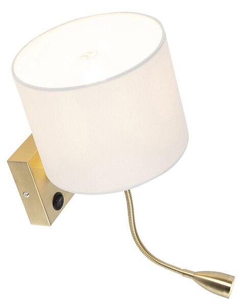 Lampa ścienna w stylu art deco złota z białym kloszem - Brescia