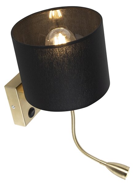 Lampa ścienna w stylu art deco złota z czarnym kloszem - Brescia