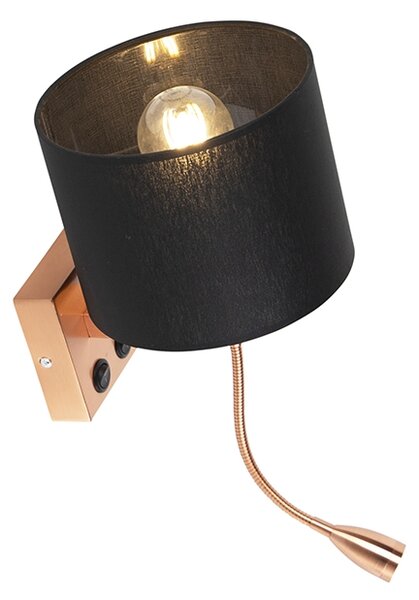 Lampa ścienna w stylu art deco miedziana z czarnym kloszem - Brescia