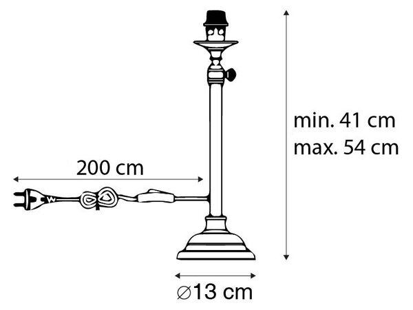 Klasyczna lampa stołowa czarna regulowana bez klosza - Accia