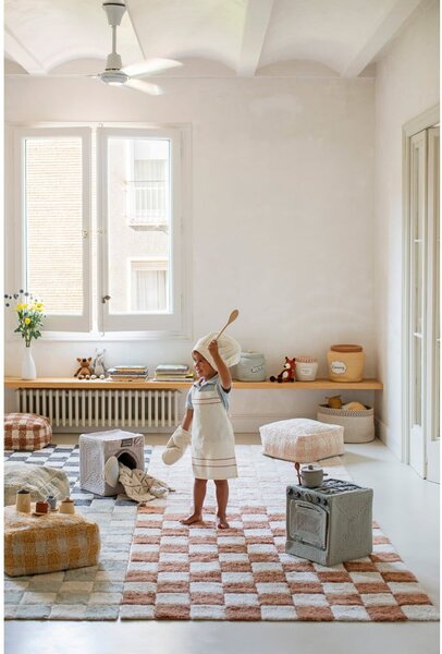 Dziecięcy worek do siedzenia w kolorze ochry Vichy Honey – Lorena Canals