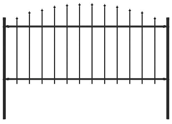 Panel ogrodzeniowy z grotami (0,5-0,75) x 1,7 m, stal, czarny