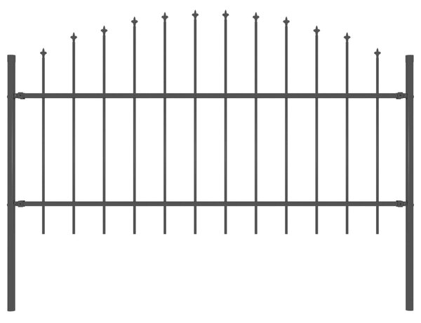Panel ogrodzeniowy z grotami (1-1,25) x 1,7 m, stal, czarny