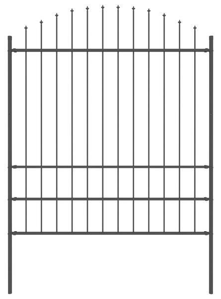 Panel ogrodzeniowy z grotami, stal, (1,75-2) x 1,7 m, czarny