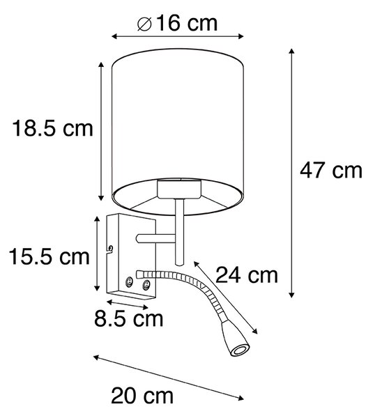 Lampa ścienna czarna z aksamitnym żółtym kloszem - Stacca