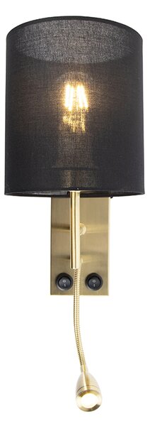 Lampa ścienna w stylu art deco czarna z czarnym bawełnianym abażurem - Stacca