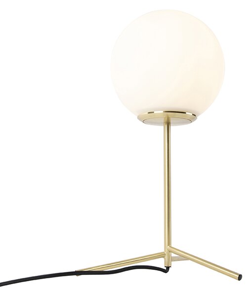 Lampa stołowa w stylu art deco mosiądz z opalizującym szkłem 45,5 cm - Pallon