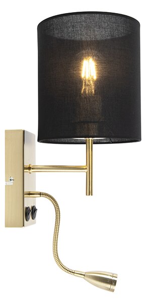 Lampa ścienna w stylu art deco czarna z czarnym bawełnianym abażurem - Stacca