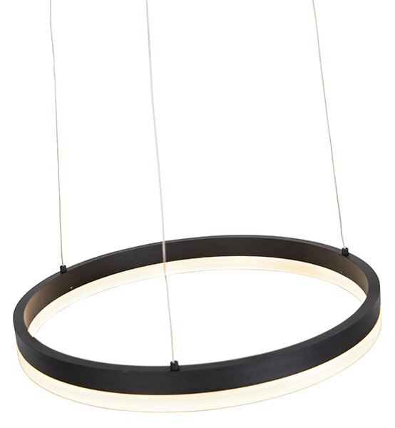 Designerska lampa wisząca czarna 40 cm z wbudowanym LED o 3-stopniowym ściemnianiu - Anello