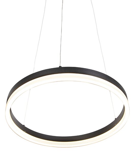 Designerska lampa wisząca czarna 40 cm z wbudowanym LED o 3-stopniowym ściemnianiu - Anello