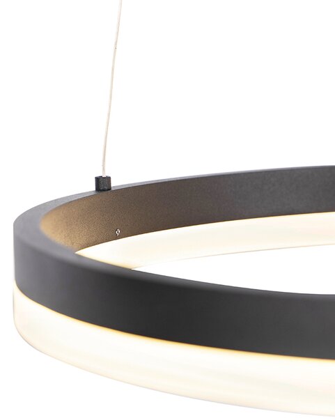 Designerska lampa wisząca czarna 40 cm z wbudowanym LED o 3-stopniowym ściemnianiu - Anello